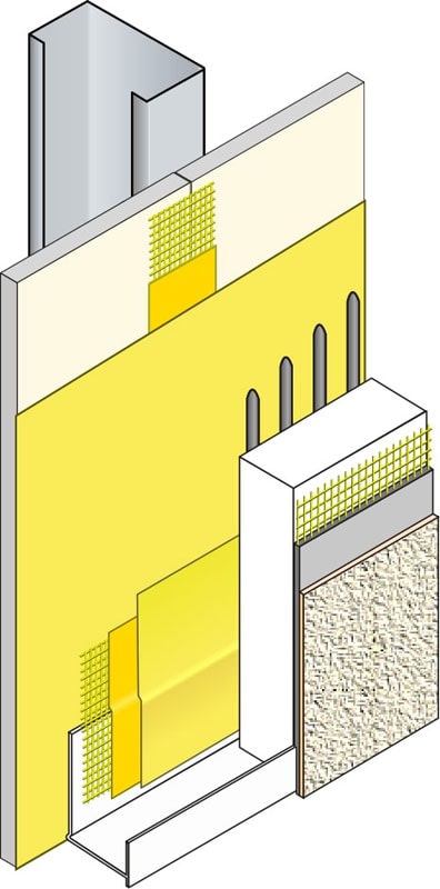 EIFS Layer by Layer Detail Diagram showing each layer of an EIFS System in order of installation